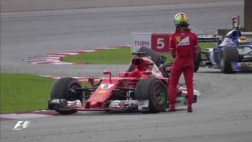 Vettel collides with Stroll GP Malaysia F1 2017